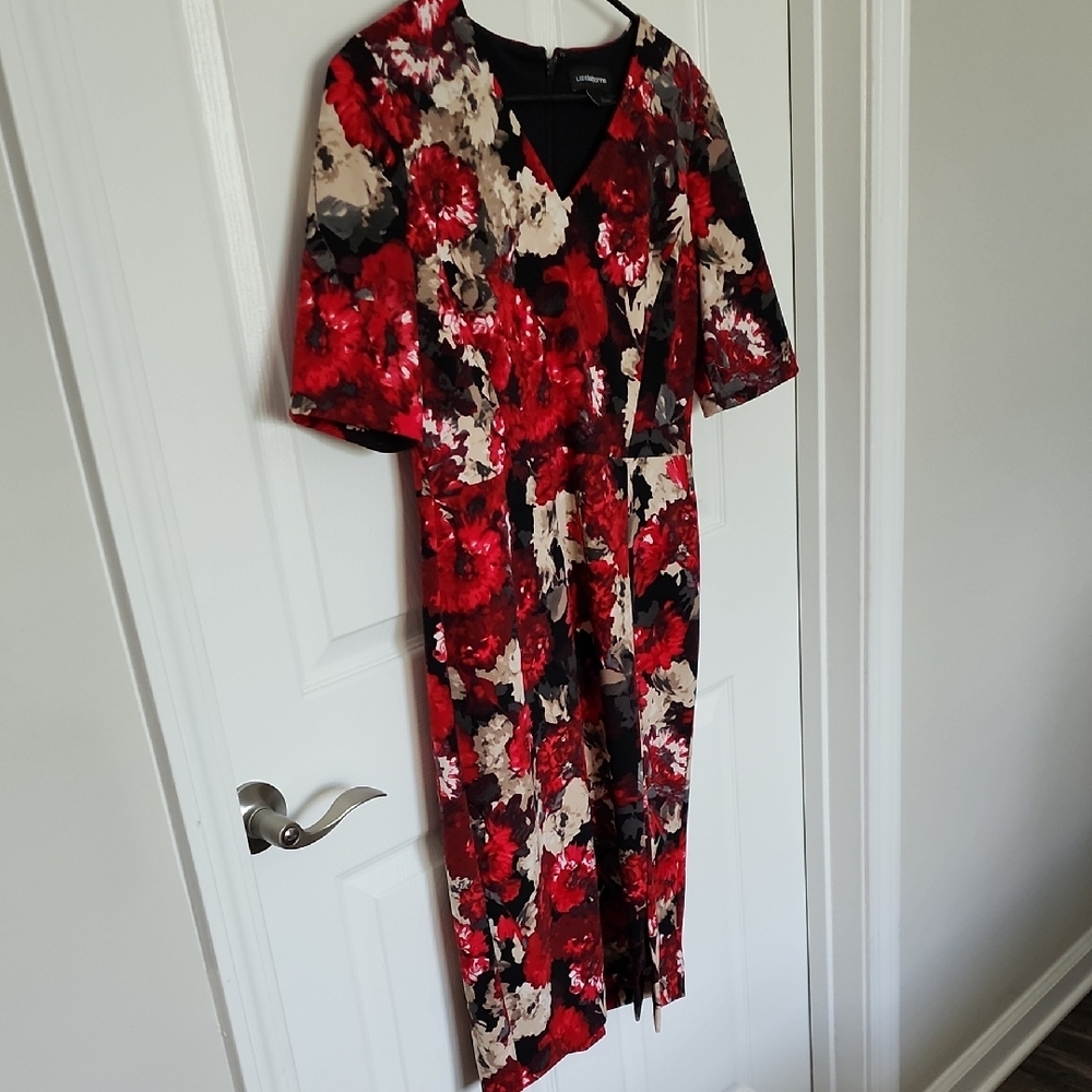 Elegant Floral Red and Black Dress